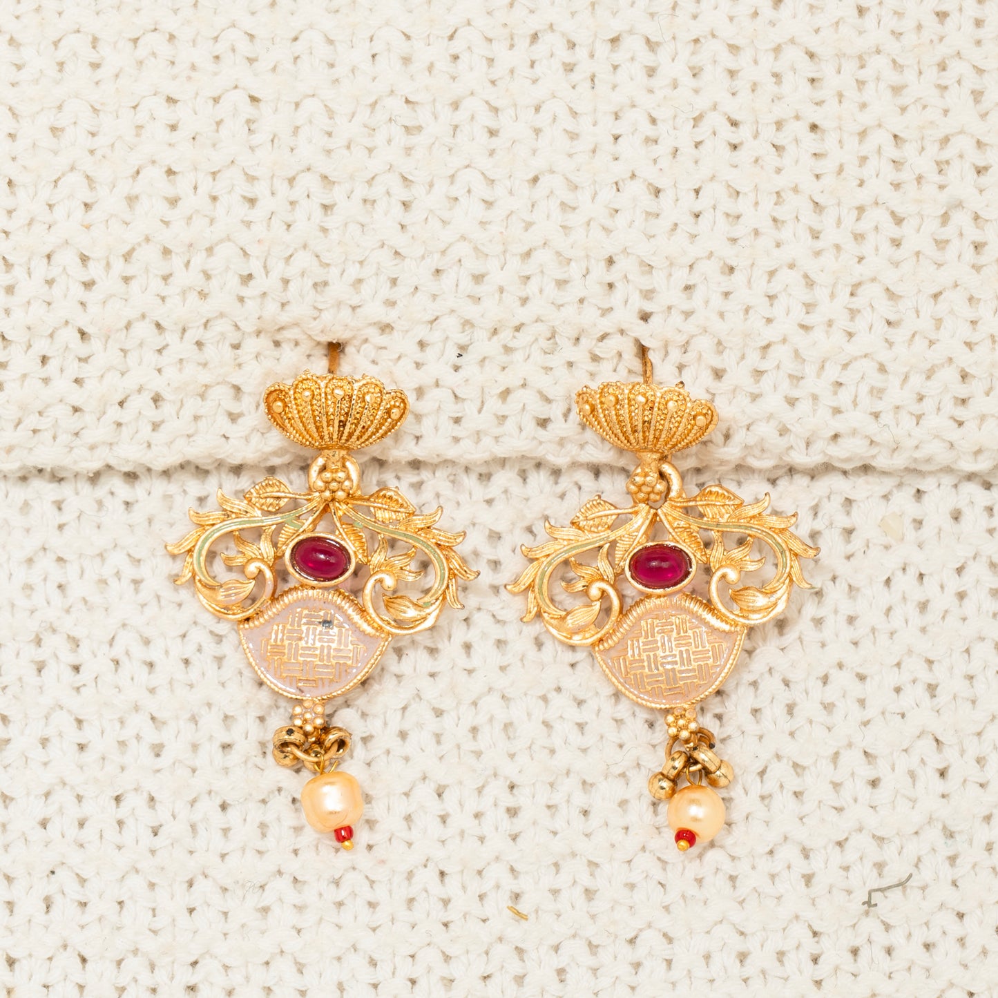 Antique Finish Pearl Drop Set