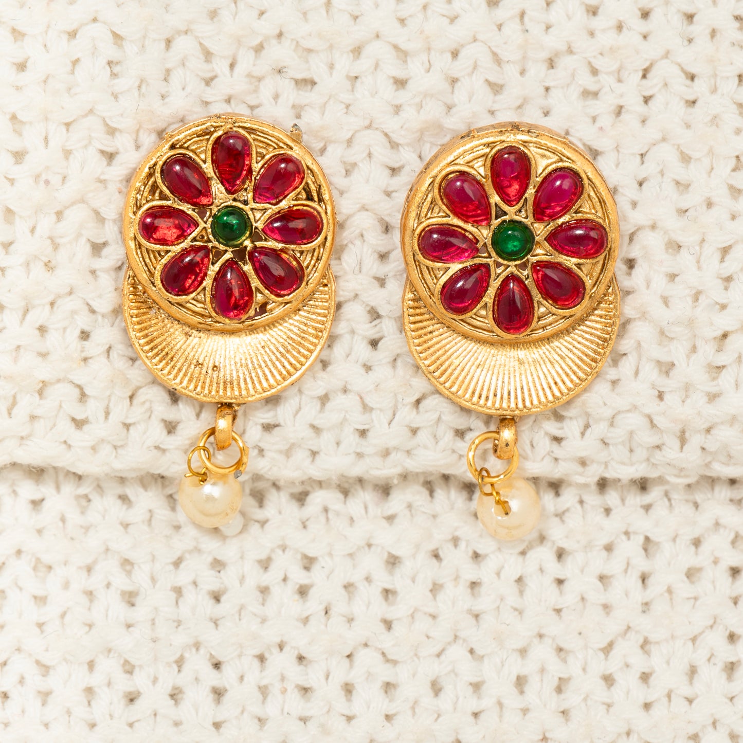 Handcrafted Floral Jhumka Set