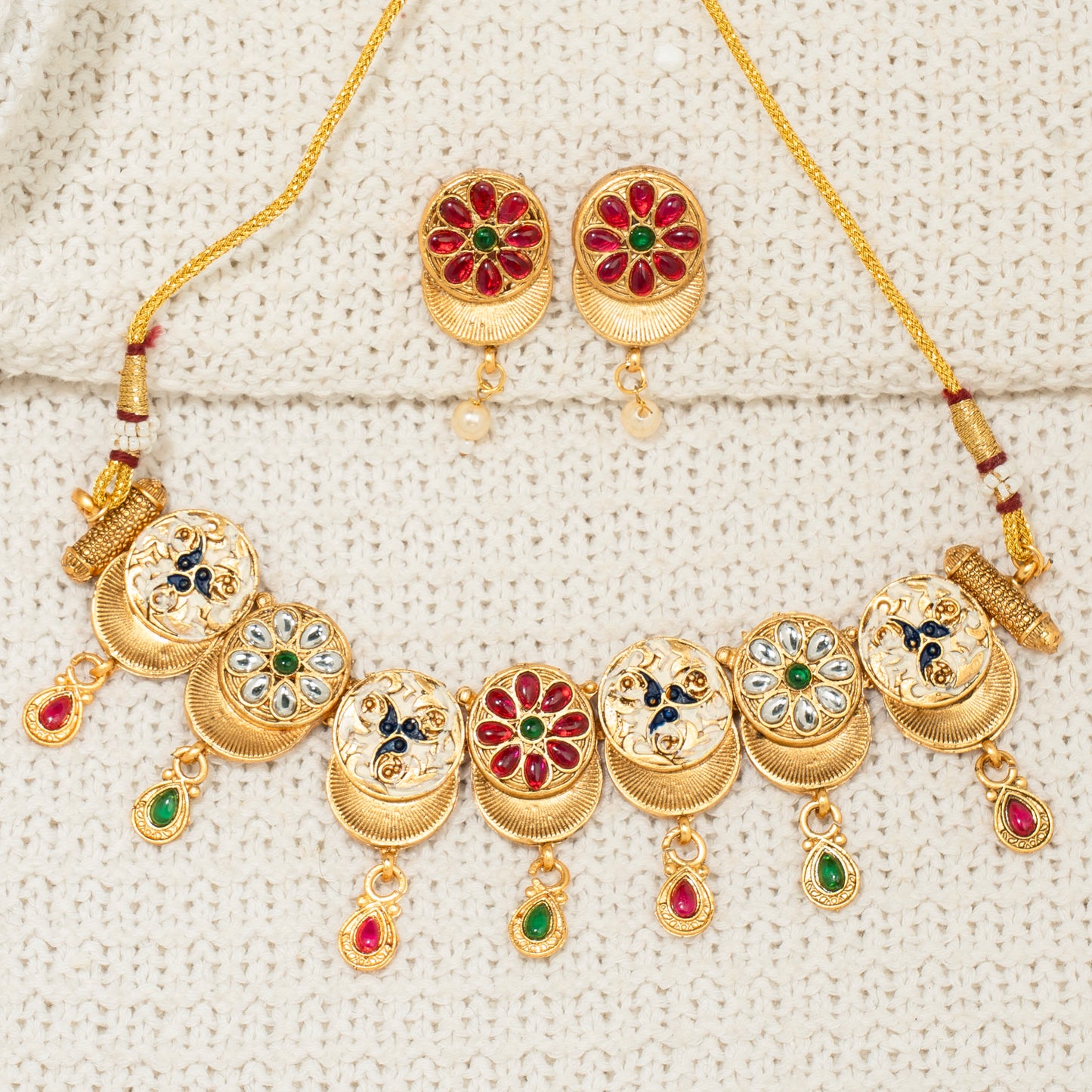 Handcrafted Floral Jhumka Set