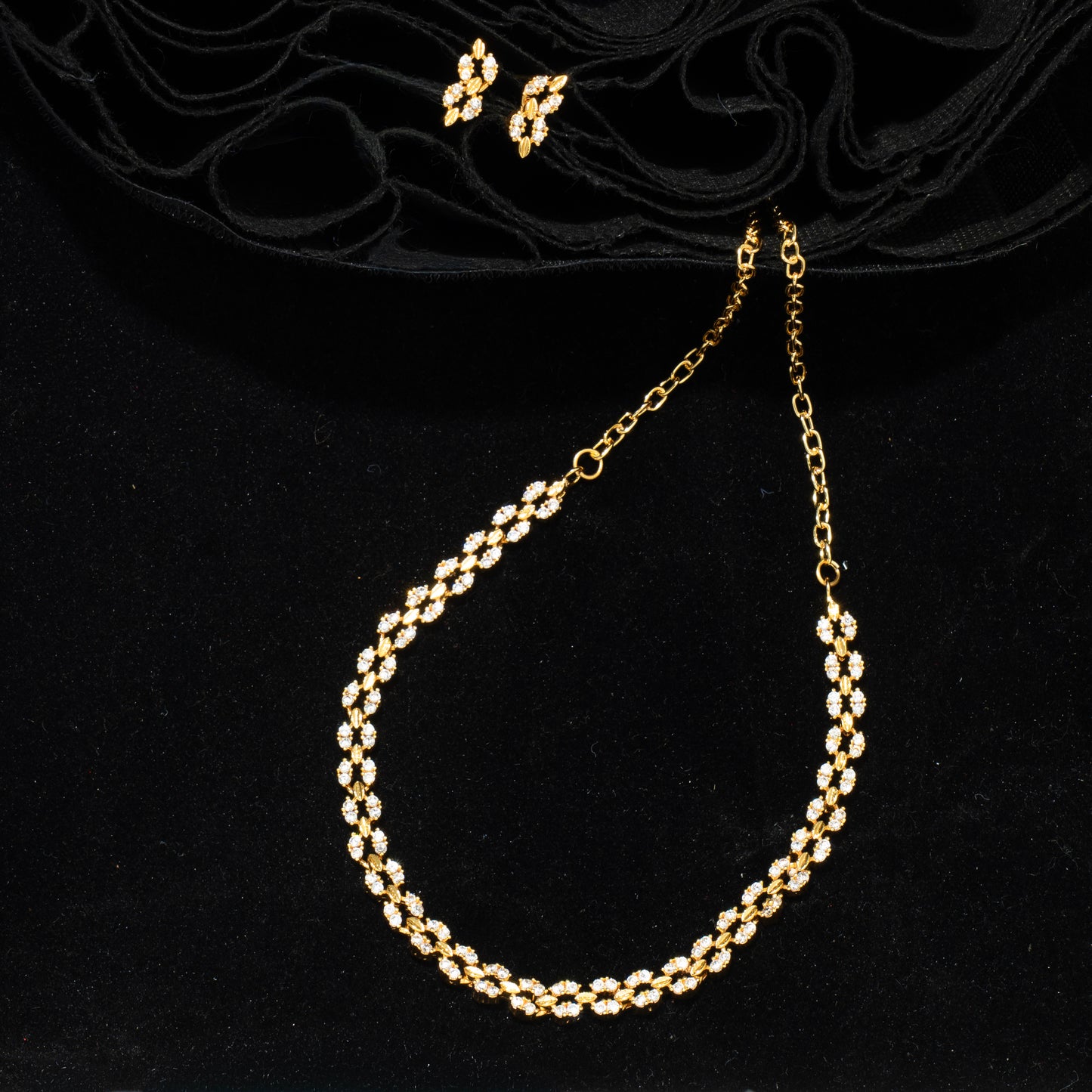 "Sleek Spikelet" Gold Plated Necklace & Earring Set