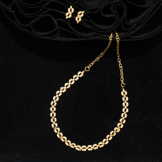 "Sleek Spikelet" Gold Plated Necklace & Earring Set