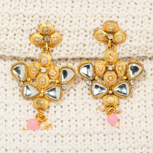 "Blush Bloom Kundan" Necklace & Earring Set, "Pink Pearl Majesty" Set